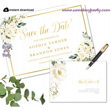 Ivory Roses Save the Date card printable template,Ivory Save the Date,(123) Ivory Roses Save the Date card printable template,Ivory Save the Date,(123)